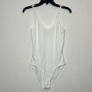 SHEIN‎ White V-Neck Bodysuit